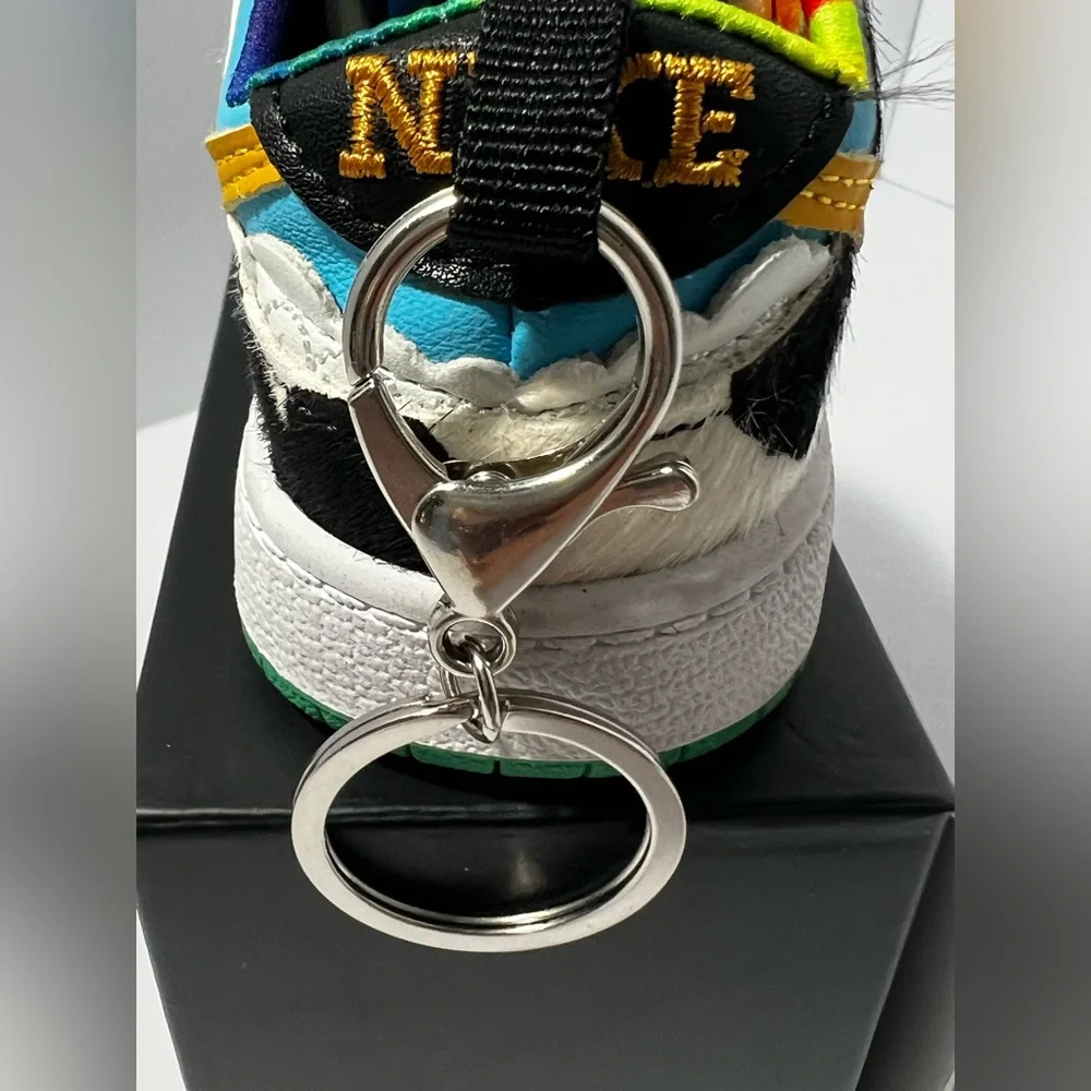 Ben & Jerry's Nike Air Jordan 1 Low‎ Chunky Dunky Sneaker 4.5” Keychain Cow